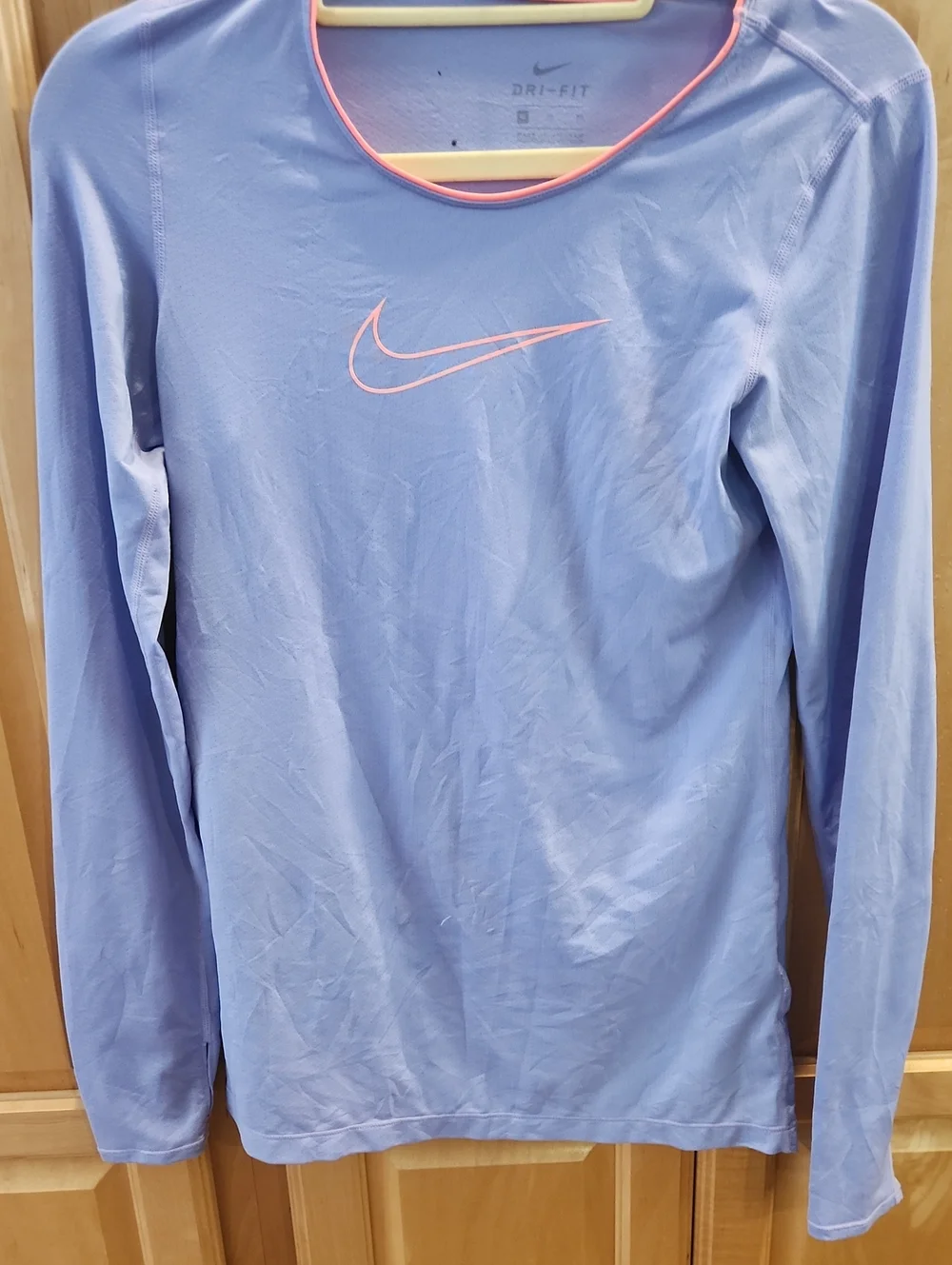 Nike Women's Long-Sleeve Dri-FIT Top in Light Lavender with Pink Trim